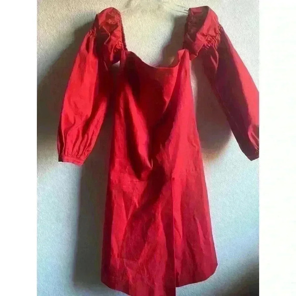 ÀCHEVAL PAMPA  Net Sustain Nube Off-The-Shoulder Stretch-Cotton Red Midi Dress M - Picture 3 of 16